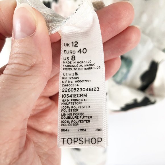 Topshop Floral Polka Dot Tea Dress Puff Ruched Sleeves V-Neck Slip Corset Summer - Picture 6 of 9